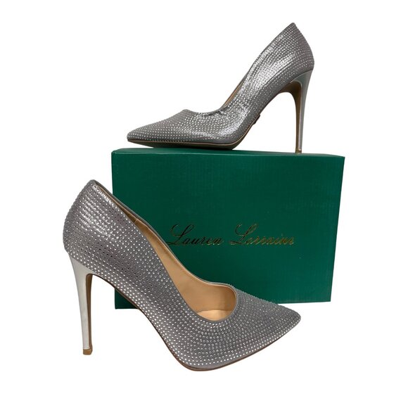 Lauren Lorraine Dori Women's Heel Shoes Silver Rhinestone Pump Formal Size 11 - Picture 1 of 10